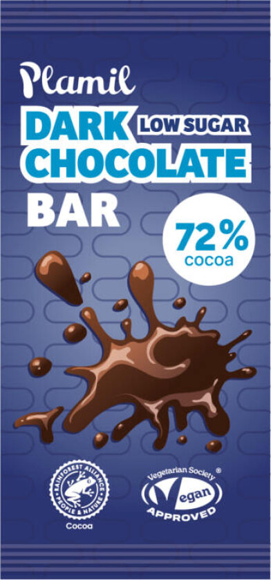 Sjokoladebar Samkfull sjokolade som er melkefri, glutenfri, uten palmeolje, vegansk og uten spor av nøtter.