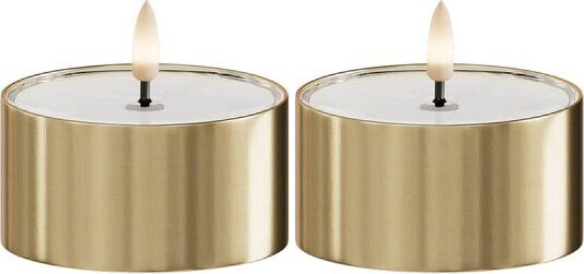 LED metallic telys for inne-og utendørs 8x4,3 cm 2 stk gull