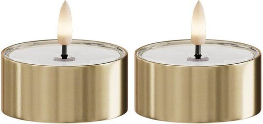 LED metallic telys for inne-og utendørs 6,7x3,1 cm 2 stk gull