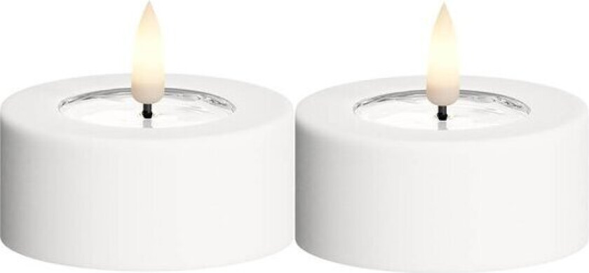 LED telys utendørs 6,5x3 cm 2 stk hvit