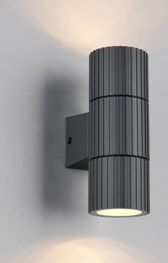 Utendørs vegglampe Parana, antrasitt, høyde 16 cm, metall, 2 lyskilder.