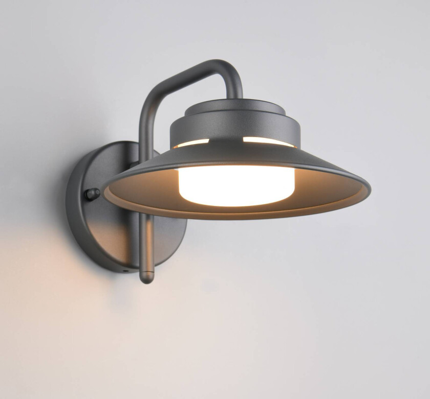 Utendørs vegglampe Atrato, antrasitt, Ø 20 cm, metall