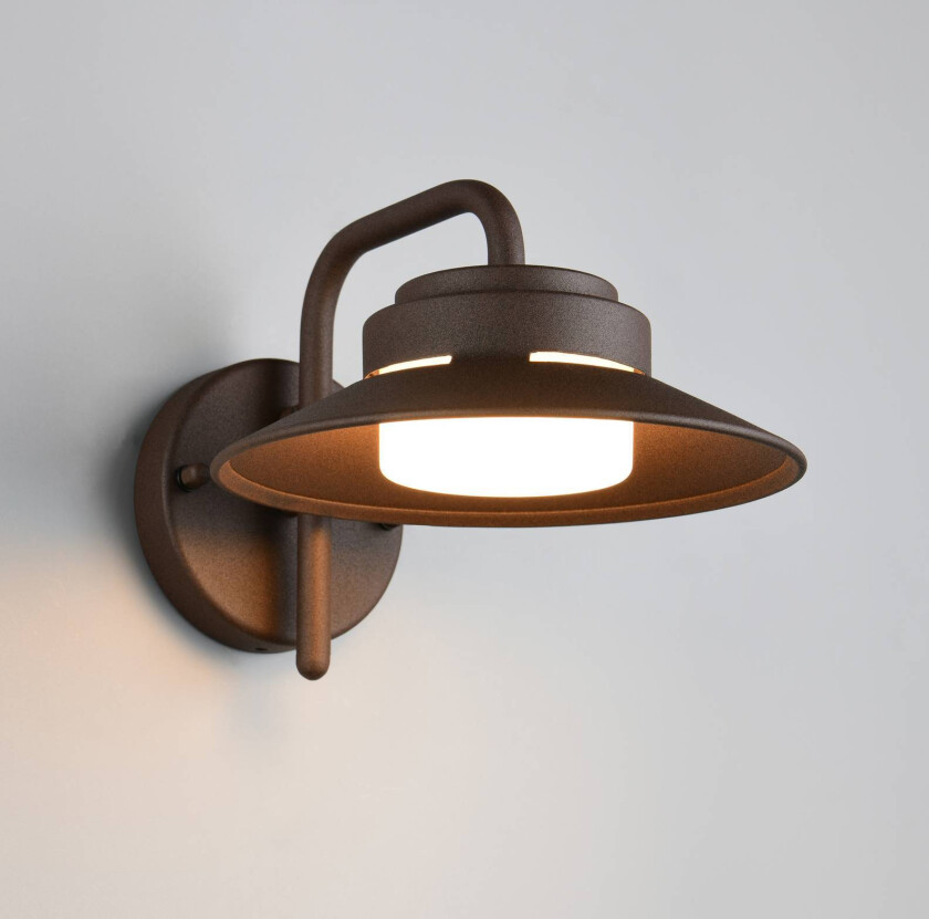 Utendørs vegglampe Atrato, rustfarget, Ø 20 cm, metall