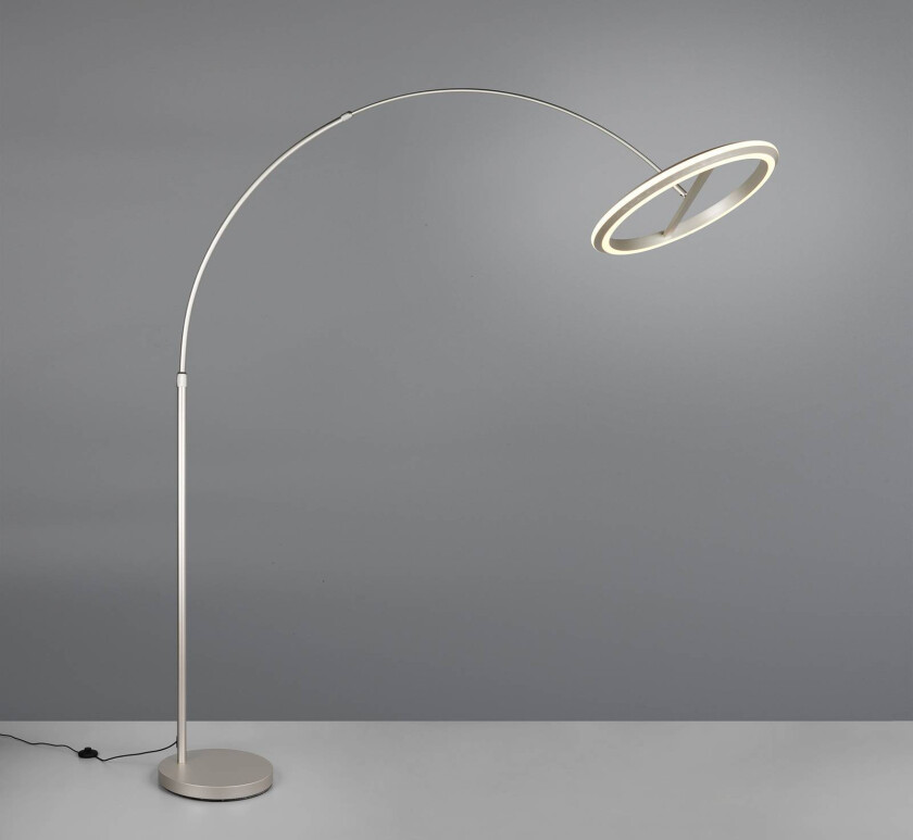 LED-gulvlampe Amador, nikkelfarget, høyde 205 cm Metall
