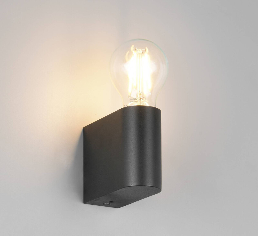 Vegglampe til bad Pratella, bredde 4 cm svart, plast IP44