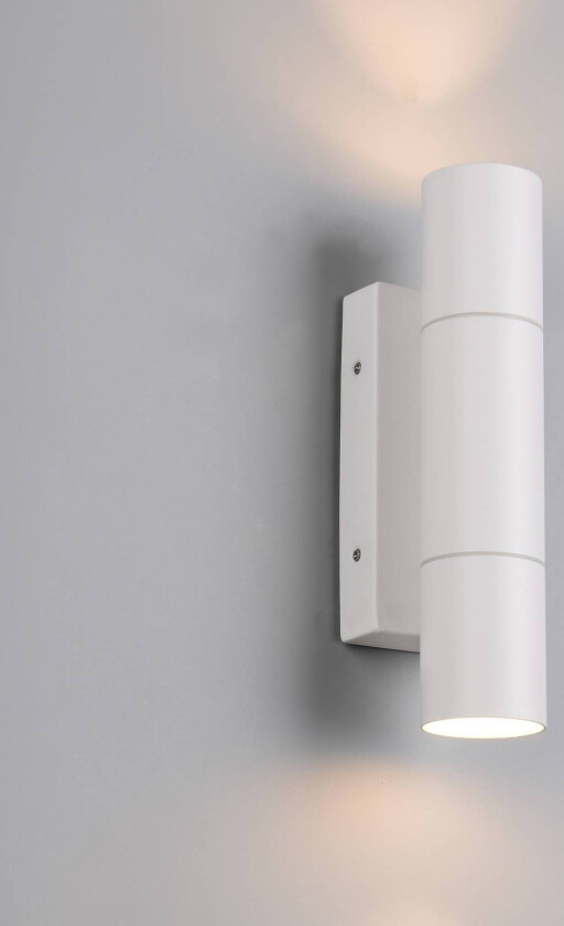 Utendørs vegglampe Yamuna, matt hvit, høyde 23 cm, metall, IP65