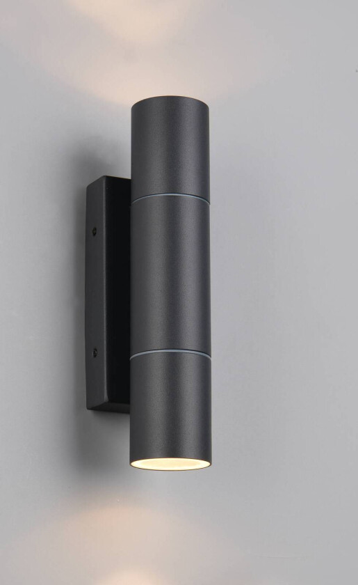 Utendørs vegglampe Yamuna, antrasitt, høyde 23 cm, metall, IP65