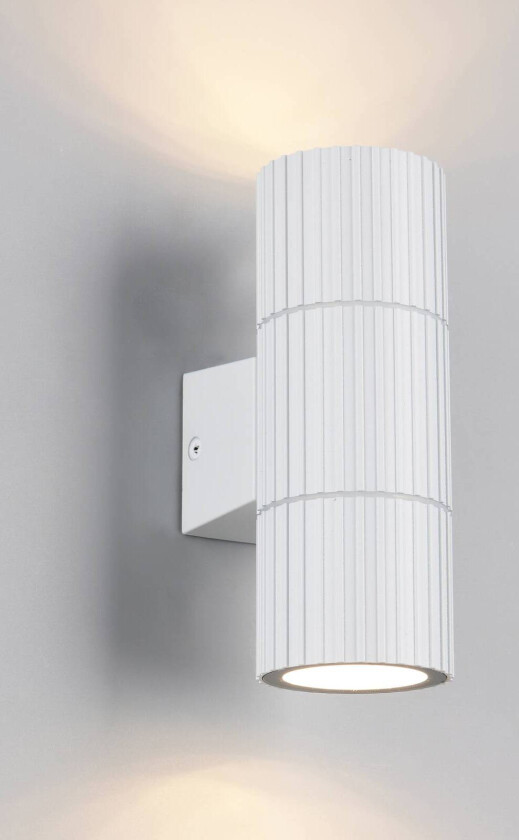 Utendørs vegglampe Parana, matt hvit, høyde 16 cm, metall, 2 lyskilder.
