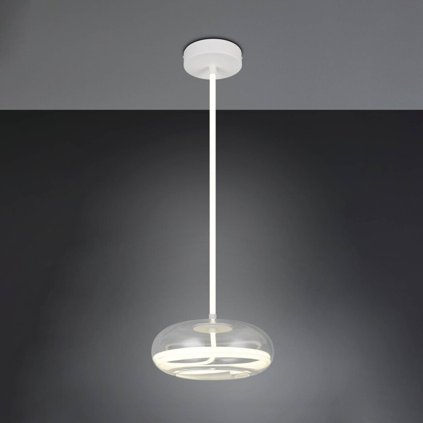 LED-hengelampe Tarsia, matt hvit, Ø 40 cm, glass