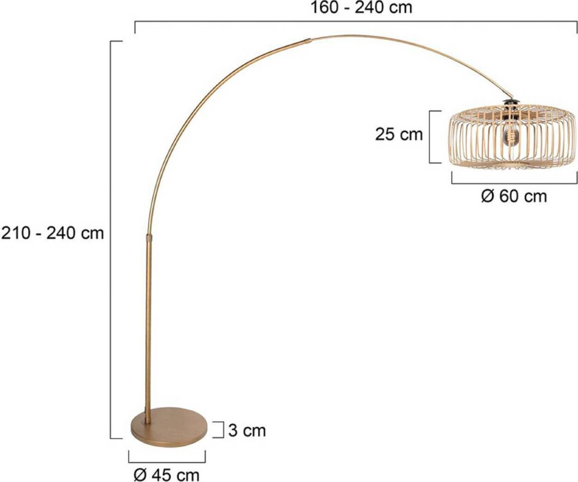 Bue-gulvlampe Sparkled Light bronse/brun, 240 cm, tre