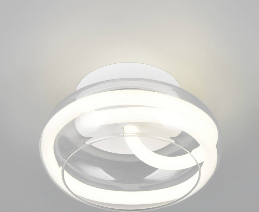 LED-vegglampe Tarsia, matt hvit, Ø 21,5 cm, glass