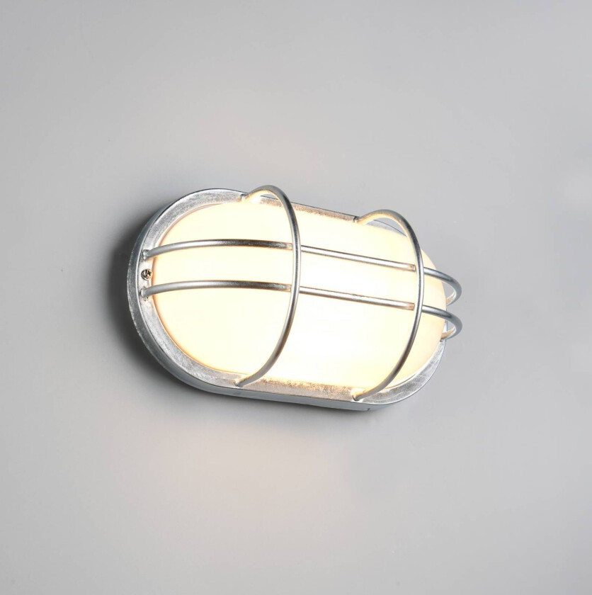 Utendørs vegglampe Tumen, sinkfarget, bredde 26 cm, metall, IP44