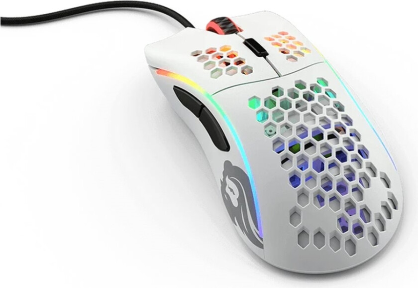 Glorious Model D - Mus - optisk - 6 knapper - kablet - USB 2.0 - matt hvit