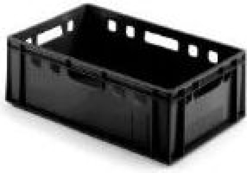 Bilde av Plastkasse E-2 600x400x200 mm HDPE Sort,1 stk