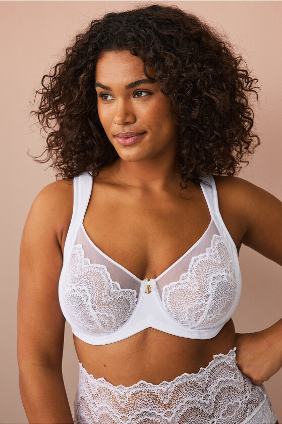 Spile-BH med blondedetaljer - Hvit