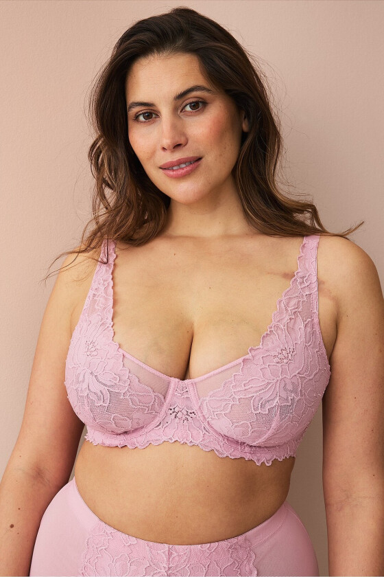 Ikke polstret spile-BH i blonder - Rosa