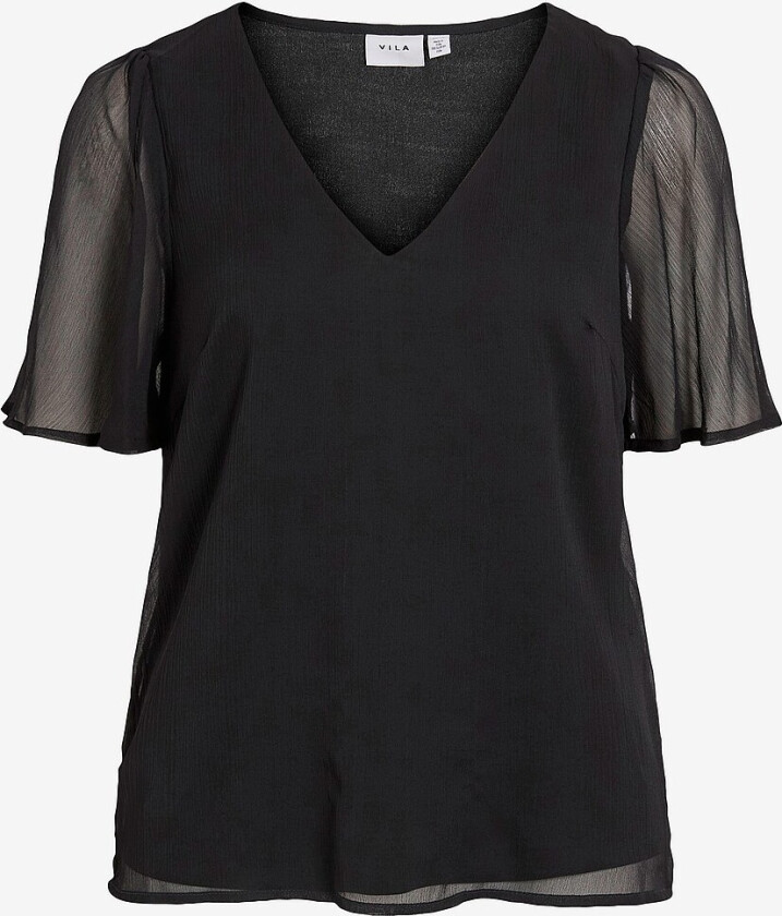 Topp viFalia V-neck S/S Top - Svart