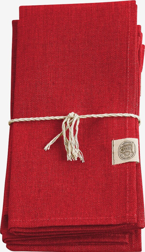Serviett Classic 4-pk i manglet lin - Rød
