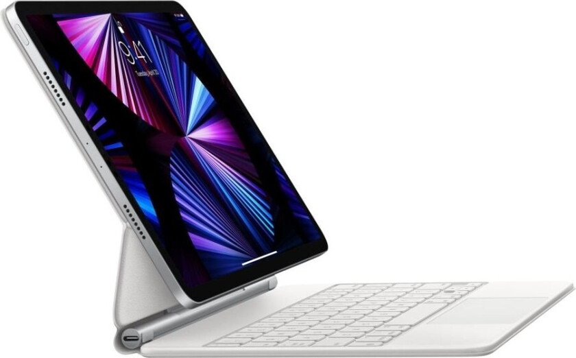 Magic Keyboard - Tastatur og folio-kasse - med styreflate - bagbelyst - Smart-kontakt - svensk - hvit - for 11-tommers iPad Pro (1. gener