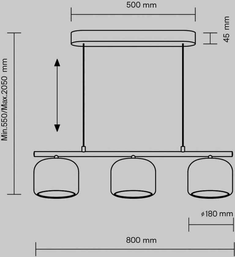 LED-hengelampe Spirito, 3 lyskilder, hvit, glass, dimbar