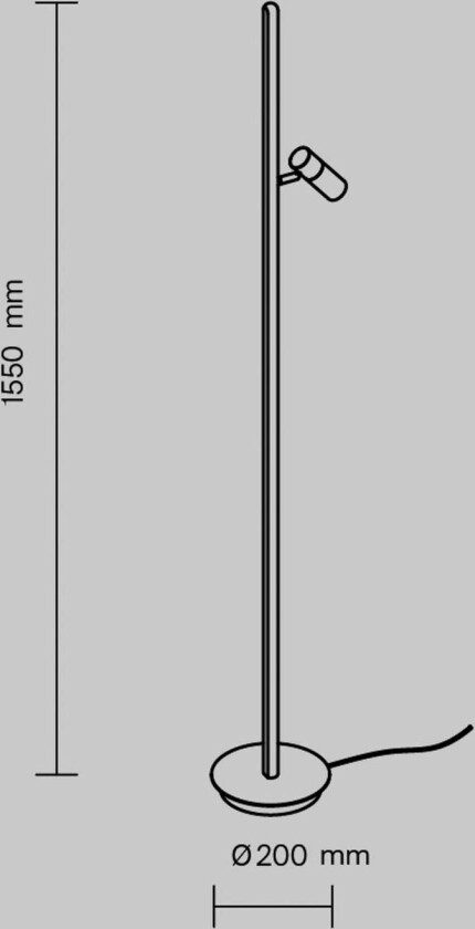 LED-gulvlampe Thin, svart, aluminium, høyde 155 cm, dimbar