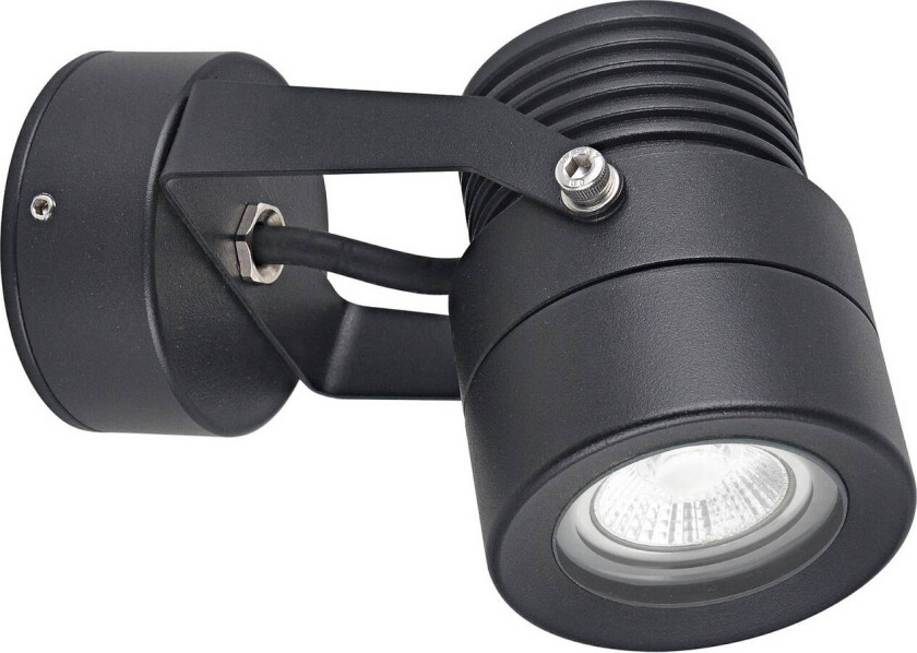 Utvendig veggspot 5119, svart, Ø 7 cm, metall, IP54, GU10