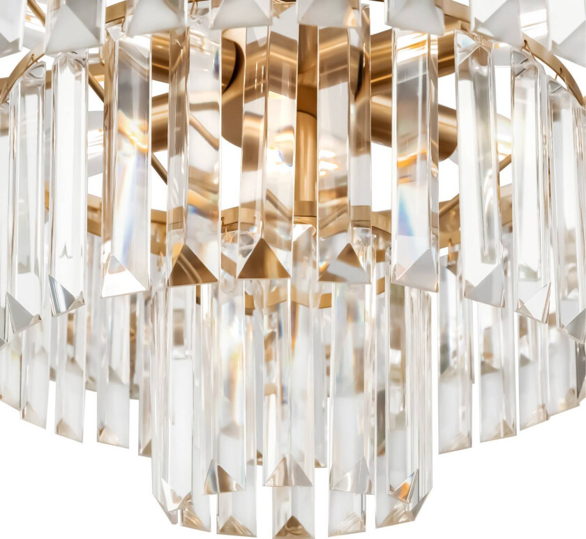 hengelampe Revero, messing, krystall, Ø 50 cm