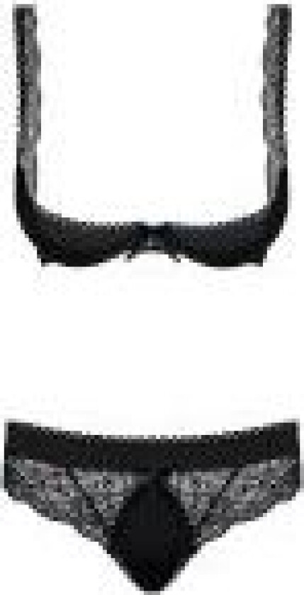 Miamor S/M, Undertøysett, Sort, Translucent, Elastan, Polyamid, S/M, Mønster, Lav midje