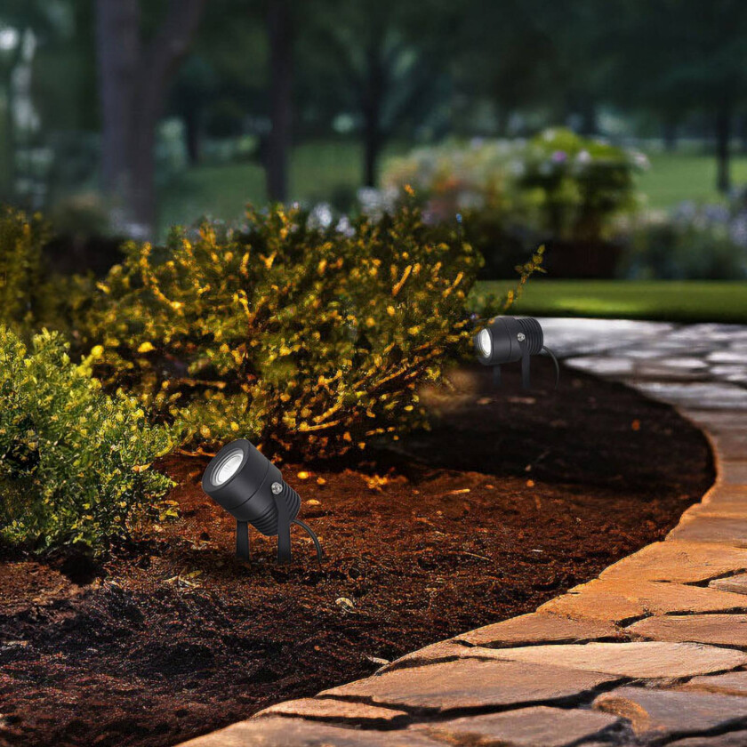 Spot med jordspyd 5118, svart, metall, Ø 5,7 cm, IP65, GU10