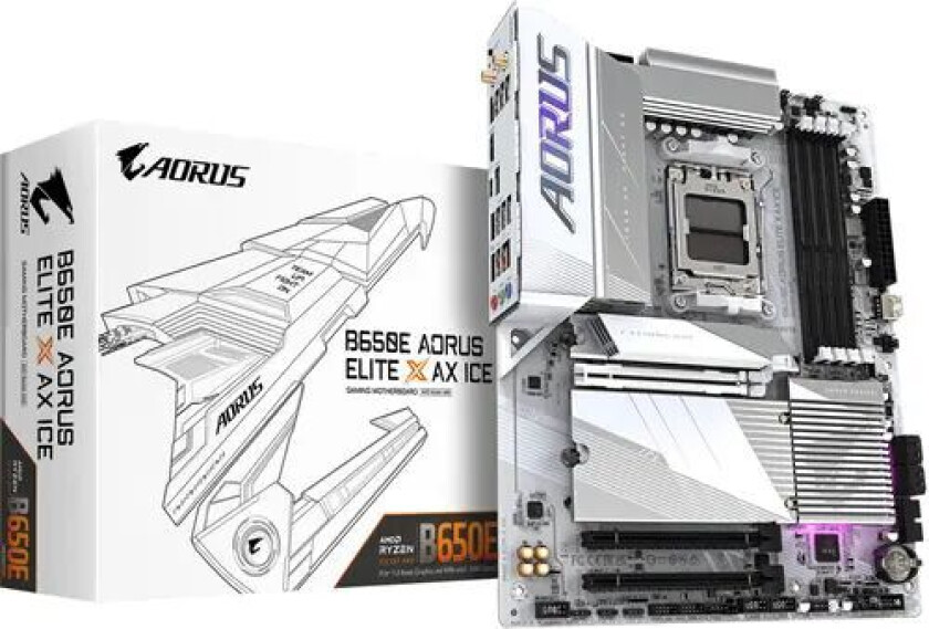 B650E AORUS ELITE X AX ICE Hovedkort - AMD B650E - AMD AM5 socket - DDR5 RAM - ATX