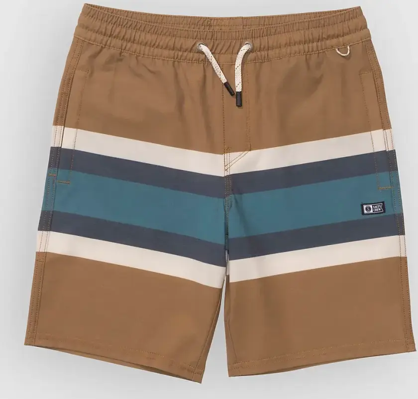 Crew Stripe Volley Kids Boardshorts brun