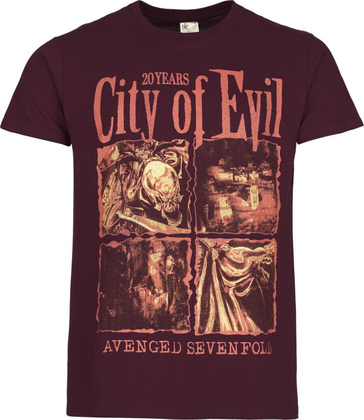 T-skjorte - City of evil - S til 3XL - Herrer - burgunder