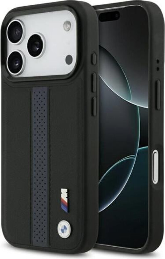 M Perforert MagSafe-etui med stripe og logo for iPhone 17 Pro - Blå