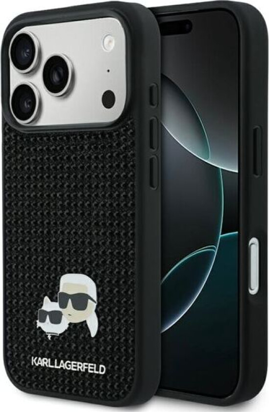 Rhinestones Karl&Choupette Pin-etui til iPhone 17 Pro - Svart