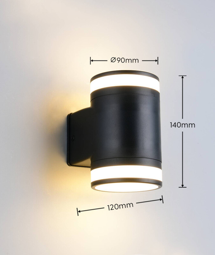 Utendørs LED-vegglampe Cusco, svart, høyde 14 cm, IP44 GX53-LED