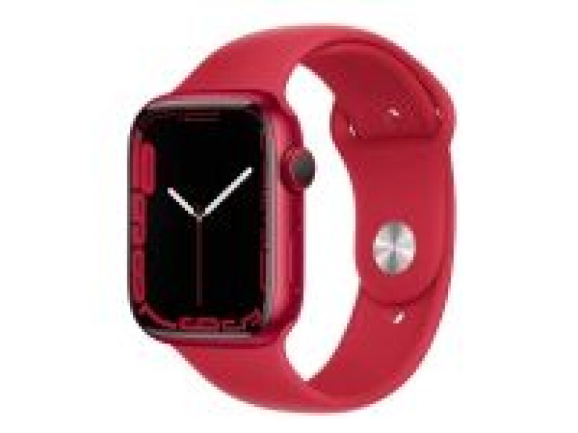 Watch Series 7 (GPS + Cellular) - (PRODUCT) RED - 45 mm - rød aluminium - smartklokke med sportsbånd - fluorelastomer - rød - båndbredde: Regular - 32 GB - Wi-Fi, Bluetooth - 4G - 38.8 g