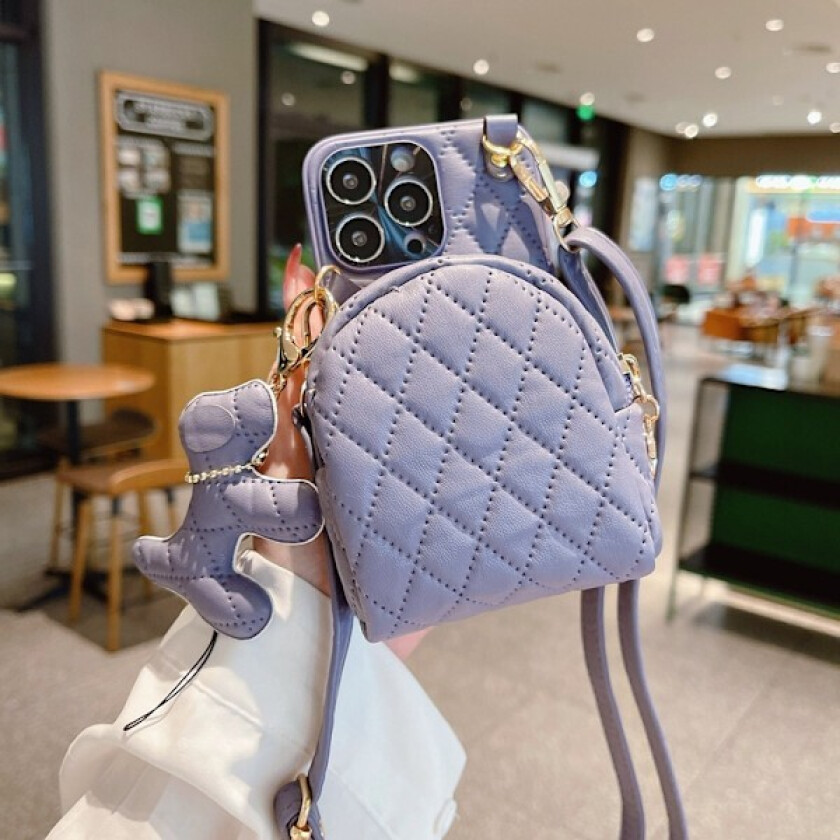 Etui til iPhone 14 Pro lilla oppgradert crossbody myntveske ins all inclusive