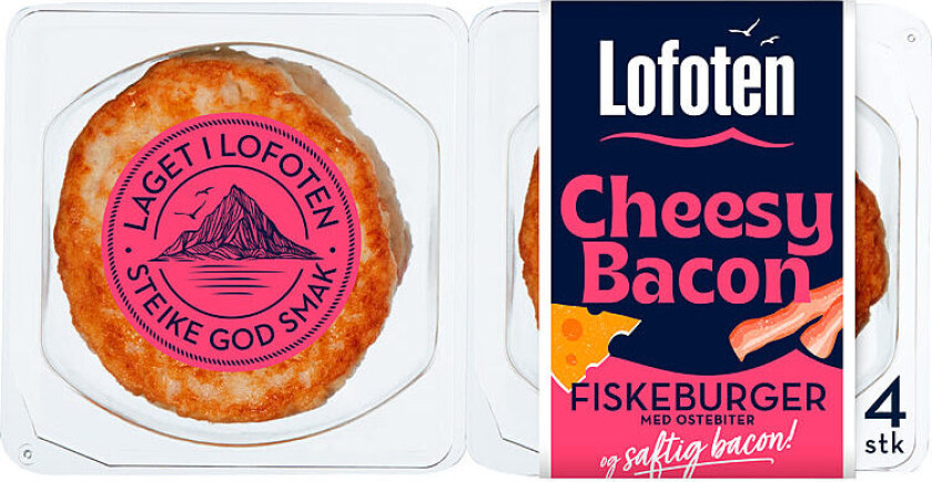 Fiskeburger Cheesy Bacon 4x110g Lofoten