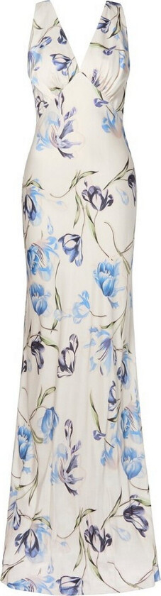 Maxikjole Thelma Open Back Satin - Blå