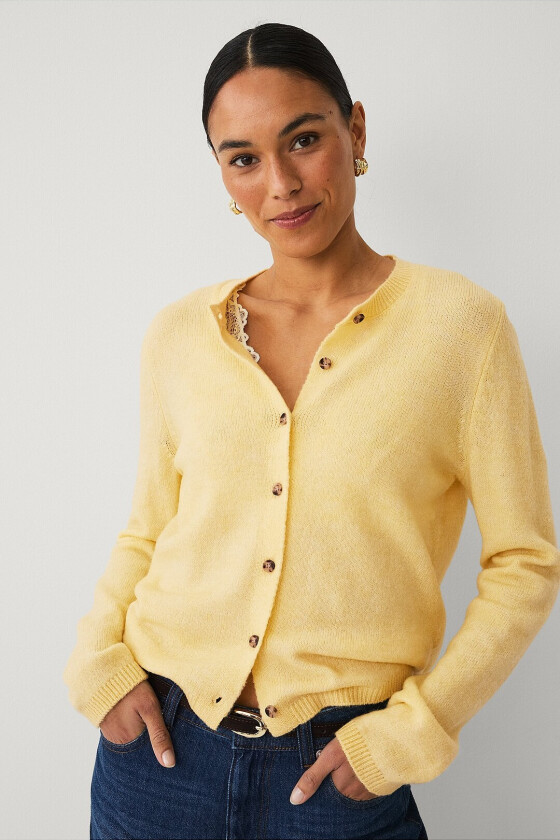 Strikket cardigan - Gul