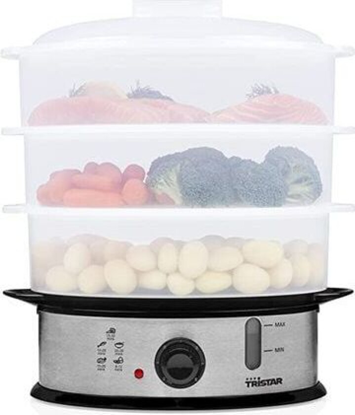 TriStar VS-3914 dampkoker 3 kurver Benkeplate 1200 W Sort, Rustfritt stål, Translucent