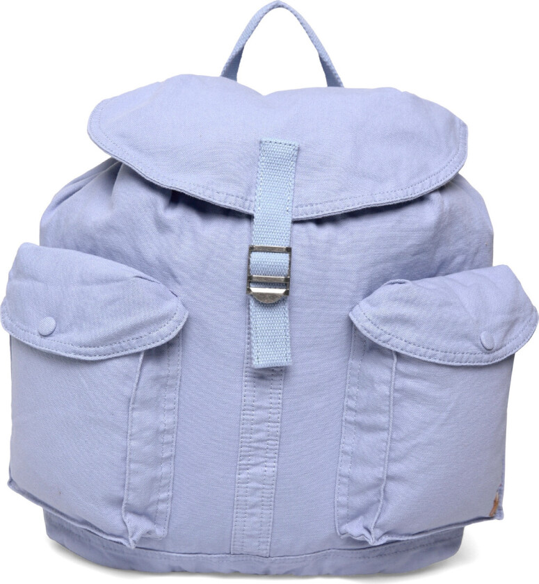 Flap-Top Canvas Backpack - Blue - ONE SIZE