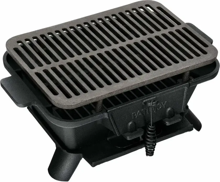 Kullgrill Bærbar Støpejern Grill Grill BBQ Mini Grill Bordgrill for piknik 40x27x18cm Svart