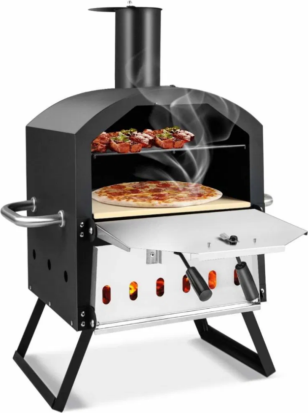 2-lags pizzaovn med grillrist & pizzastein & pizzaspade & vanntett trekk