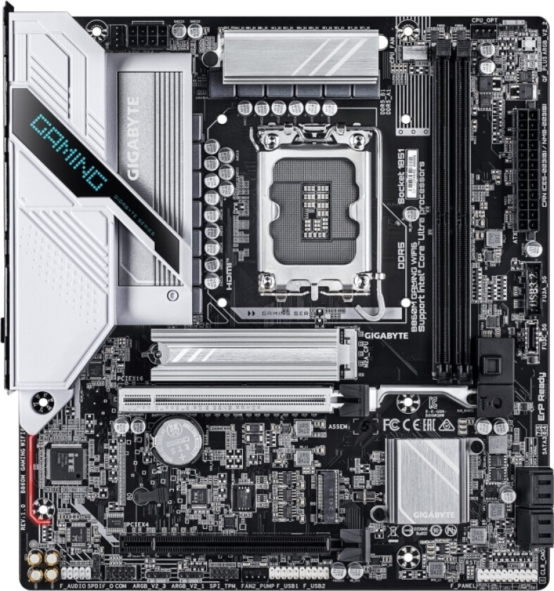 Gigabyte B860M GAMING WIFI6 - Hovedkort - micro ATX - LGA1851-sokkel - B860 Chipset - Wi-Fi 6, Bluetooth - innbygd grafikk (CPU kreves) - HD-lyd (8-kanalers)