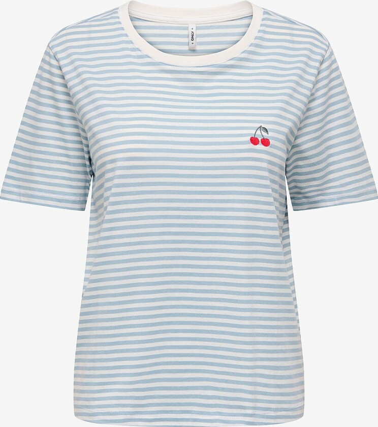 Topp onlHappy Life S/S Emb Top - Hvit