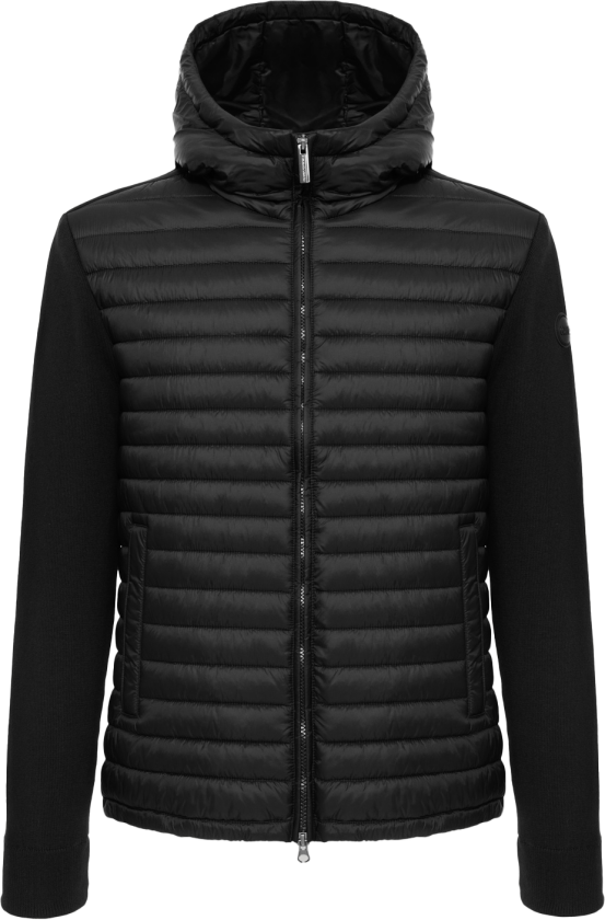 Men's Hybrid Padded Jacket With Hood Black
