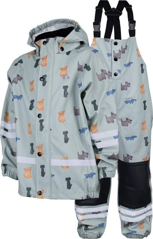Kids' Vattholma Rain Set Green/grey