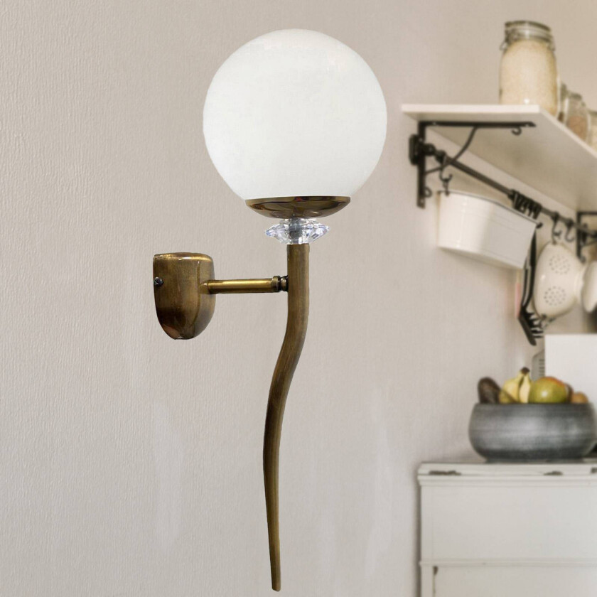 Glory vegglampe, messing, metall, høyde 47 cm