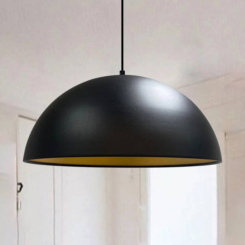 Lipeo hengelampe, svart/gull, Ø 50 cm, metall, E27